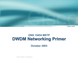 Cisco DWDM Networking Primer
