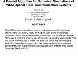 A Parallel Algorithm for Numerical Simulation of
