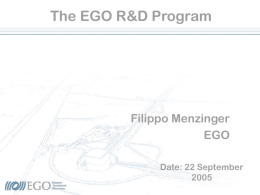 The EGO R&D Program - Toward a 3rd generation European