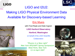 LIGO and I2U2: Making LIGO Physical Environment Data Available