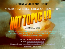 CHM 434F/CHM 1206F SOLID STATE MATERIALS CHEMISTRY