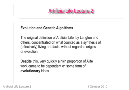Lecture 2: Evolution and Genetic Algorithms