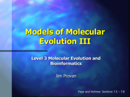 Models of molecular evolution III