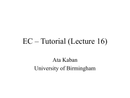 EC – Tutorial (Lecture 16)