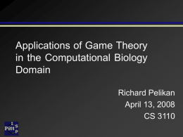 Applications of Game Theory in the Computational Biology Domain
