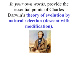 In your own words, provide the essential points of Charles Darwin`s