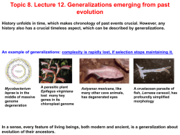 1. Generalizations concerned with evolution at a particular level of