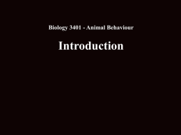 Biology 3401 - Animal Behaviour Introduction