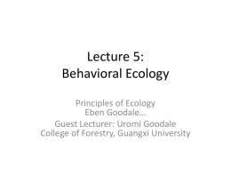 Behavioral Ecology - College of Forestry, University of Guangxi