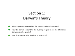 Section 1: Darwin`s Theory