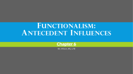 Functionalism: Antecedent Influences