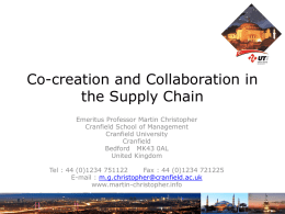 Co-creation and Collaboration in the Supply Chain
