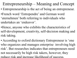 Entrepreneurship – Meaning and Concept
