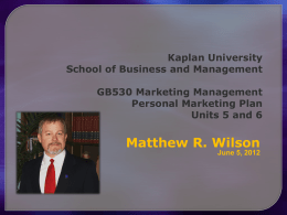 Kaplan University School of Business and Management GB530