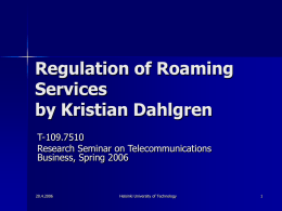Regulation of Roaming Services by Kristian Dahlgren