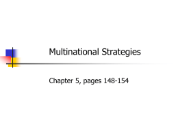 Multinational Strategies - Winthrop University College of