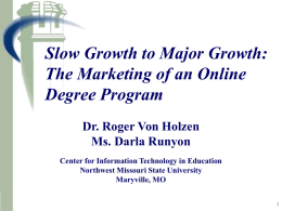 Slow Growth to Major Growth--The Marketing of an Online