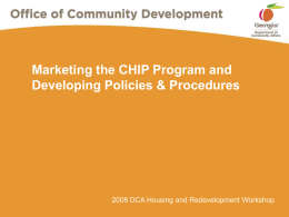 CHIP Marketing and Developing Policies and Procedures