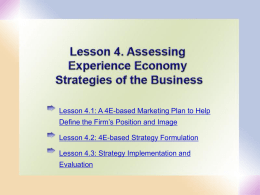 Lesson 4. Assessing Experience Economy Strategies of the Business