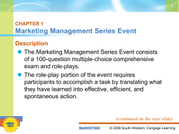 CHAPTER 1 Marketing Management Series Event Description
