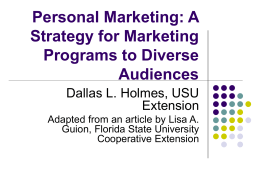 Personal Marketing: A Strategy for Marketing Programs to Diverse