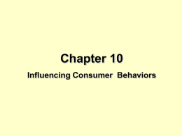 Chapter 10 Influencing Consumer Behaviors Approaches to