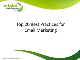 Why Email Marketing - The Partner Marketing Group
