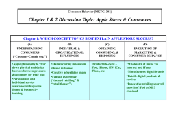 Chapter 1 & 2 Discussion Topic: Apple Stores & Consumers