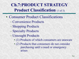 7-2 Product Classification