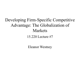 Developing Firm-Specific Competitive Advantage: The Globalization