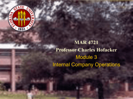 MAR 4721 Professor Charles Hofacker