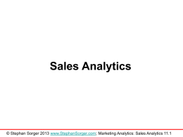 Sales Analytics - Stephan Sorger