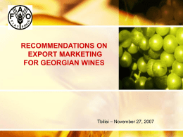 Export Marketing for Georgian wines Actions to be