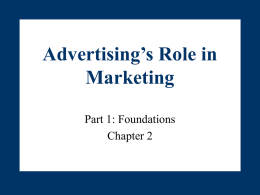 Chapter Two: Advertising`s Role in Marketing