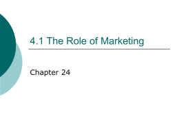 Role of Marketing ppt