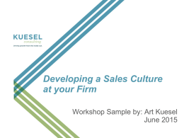 Building a Sales Culture at your Firm