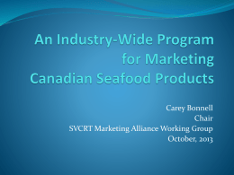 Levy for Marketing of Canadian Seafood Products