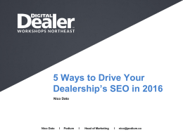 5 Ways to Drive Your Dealership`s SEO in 2016 Nico