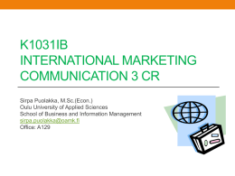 K1031BI International Marketing Communication 3 cr
