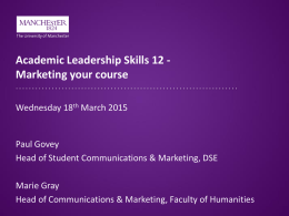 Academic Leadership Skills 12 - The University of Manchester