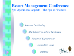 Resort Management Conference Spa Concepts
