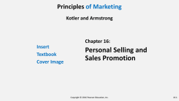 Chapter 16: Personal Selling and Sales Promotion