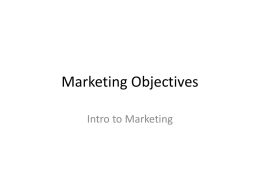 Marketing Objectives