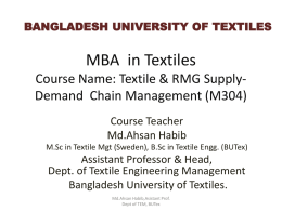 M.Sc In Textile Management Course Name: Supply Chain