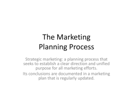 The Marketing Planning Process