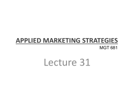 Applied Marketing Strategies