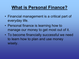 What is Personal Finance?