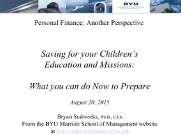 Saving for your Children`s Education and Missions