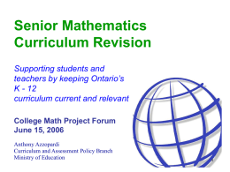 Senior Mathematics Curriculum Revision