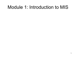 Module 1: Introduction to MIS